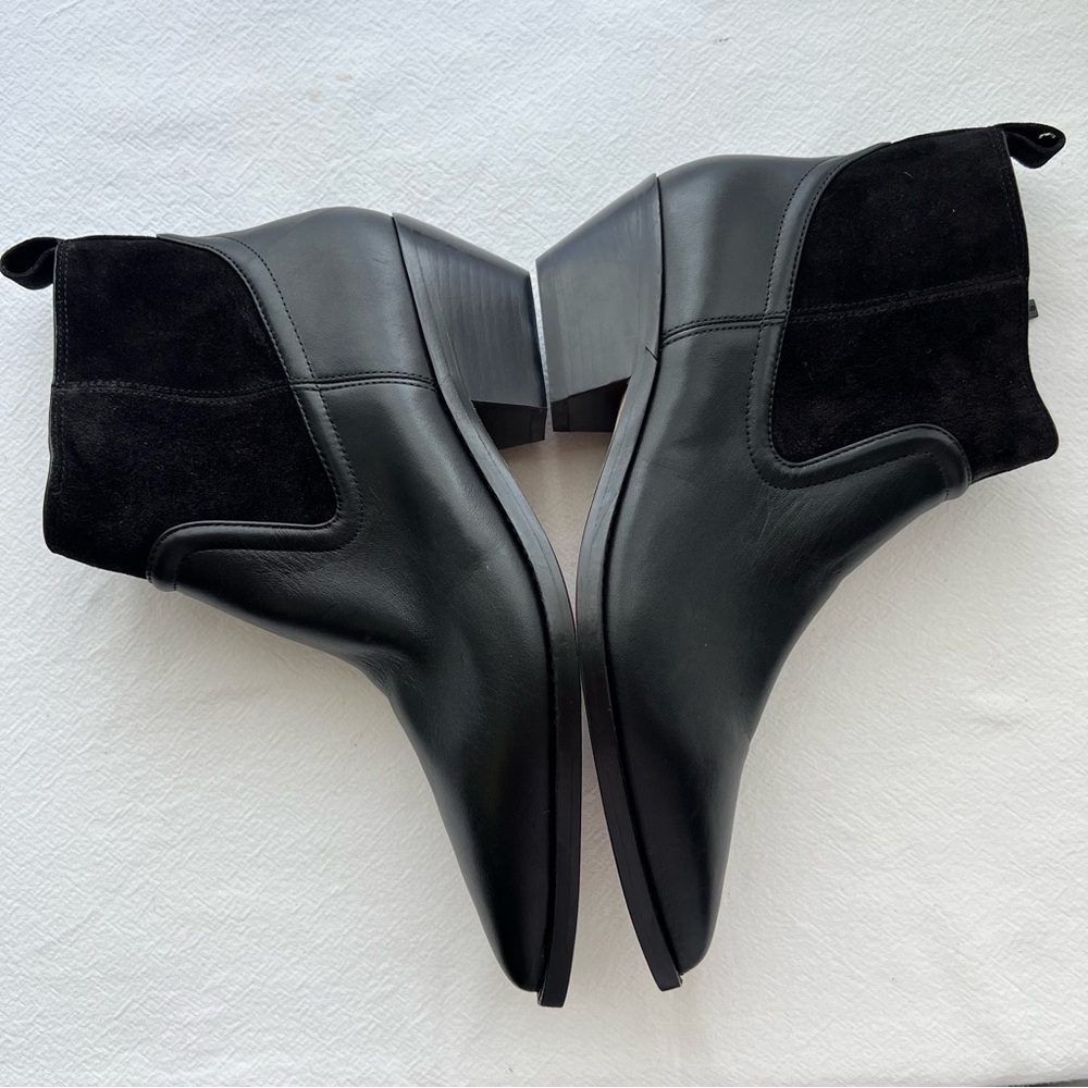 Veronica Beard Kinsley Mixed Leather Ankle Booties in Black Size 6.5 New - Picture 7 of 9